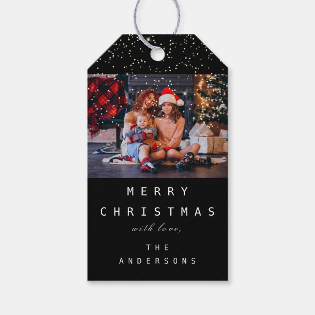 Étiquettes-cadeau Joyeux de nommer Noël Arbre de Noël de vacances ph (Devant)