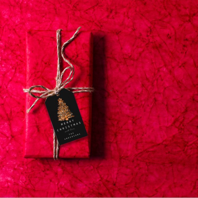 Étiquettes-cadeau Joyeux de nommer Noël Arbre de Noël Vert Cuivre (Merry To Name Holiday Christmas Tree Green Copper Gift Tags)