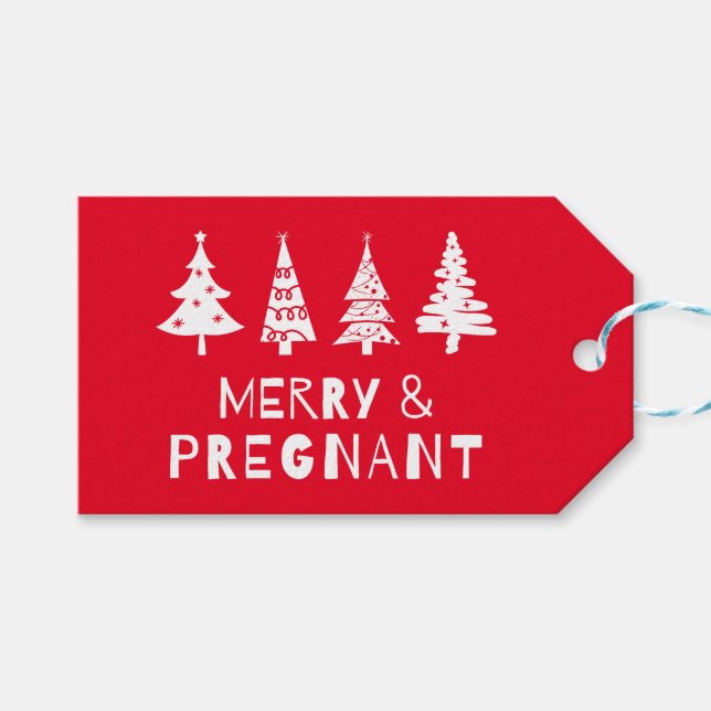 Étiquettes-cadeau Joyeux et enceinte à Noël (Devant (Horizontal))