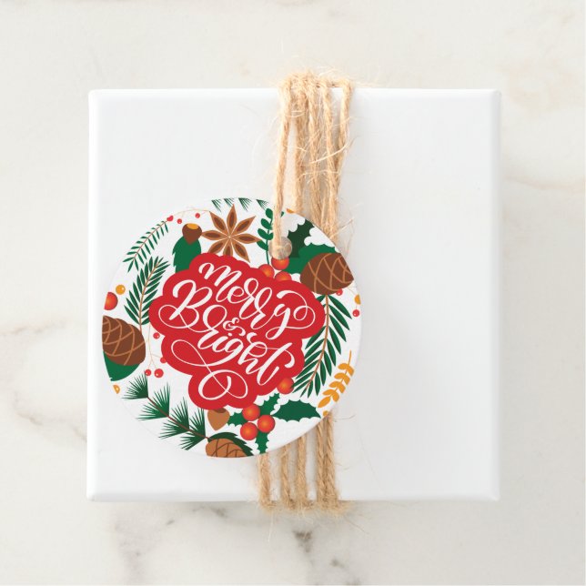 Étiquettes Cadeau Joyeux et lumineux (En situation)