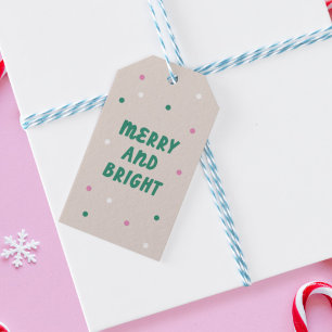 Étiquettes-cadeau Joyeux et lumineux Confetti Pink Holiday
