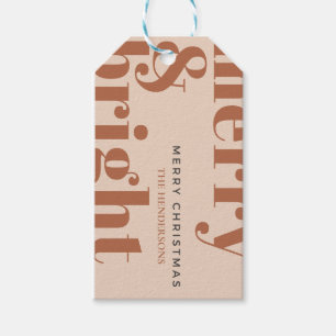 Étiquettes-cadeau joyeux et lumineux, noël moderne, rouge vif, rouge