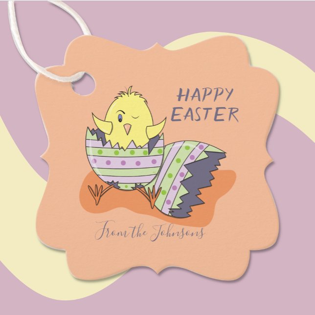Étiquettes Cadeau Joyeux Favoris de Pâques | Balises cadeaux (Happy Easter chick party favor tag .)