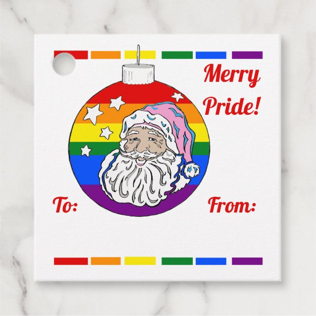 Étiquettes Cadeau Joyeux favoris Père Noël Pride (Devant)