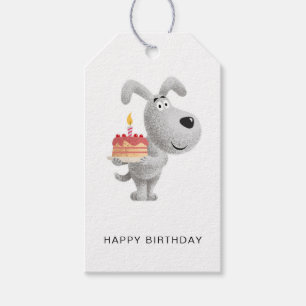 Étiquettes-cadeau Joyeux gâteau d'anniversaire bougie mignonne chien