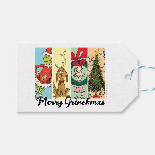 Étiquettes-cadeau Joyeux Grinchmas Collage de Fêtes (Devant (Horizontal))