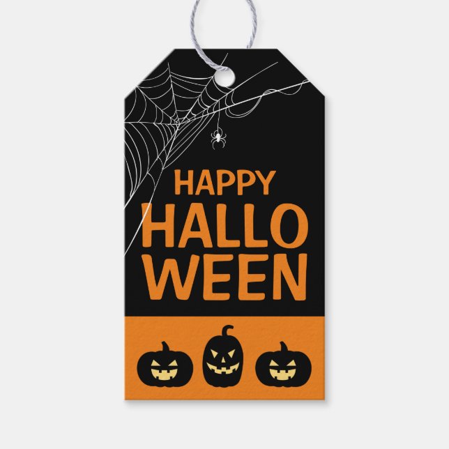Étiquettes-cadeau Joyeux Halloween araignée (Devant)