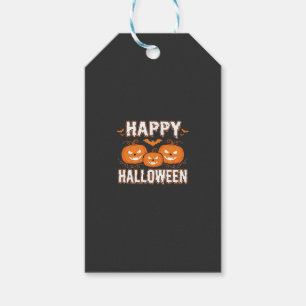 Étiquettes-cadeau Joyeux Halloween Citrouille Chauve-Souris Vecteur