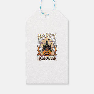 Étiquettes-cadeau Joyeux Halloween Citrouille Sorcière Chapeau Châte