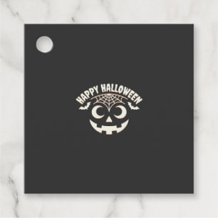 Étiquettes Cadeau Joyeux Halloween Citrouille Visage Design_1