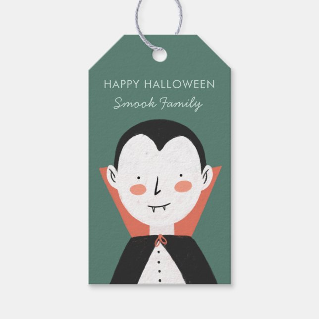 Étiquettes-cadeau Joyeux Halloween Dracula (Devant)