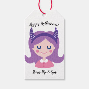 Étiquettes-cadeau Joyeux Halloween Fun Vampire fille
