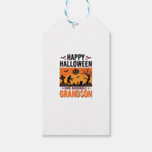 Étiquettes-cadeau Joyeux Halloween Petit-Fils Vintage Chemise Épouva