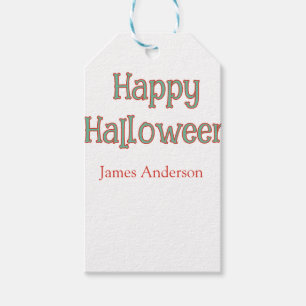 Étiquettes-cadeau Joyeux halloween vert orange pastel tendance moder