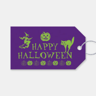 Étiquettes-cadeau Joyeux Halloween violet vert spooky faveurs