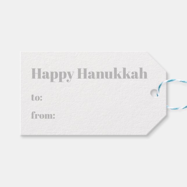 Étiquettes-cadeau Joyeux Hanoukka gris blanc à de moderne (Devant (Horizontal))