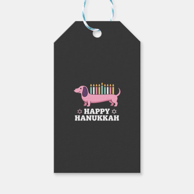 Étiquettes-cadeau Joyeux Hanukkah chien teckel (Devant)