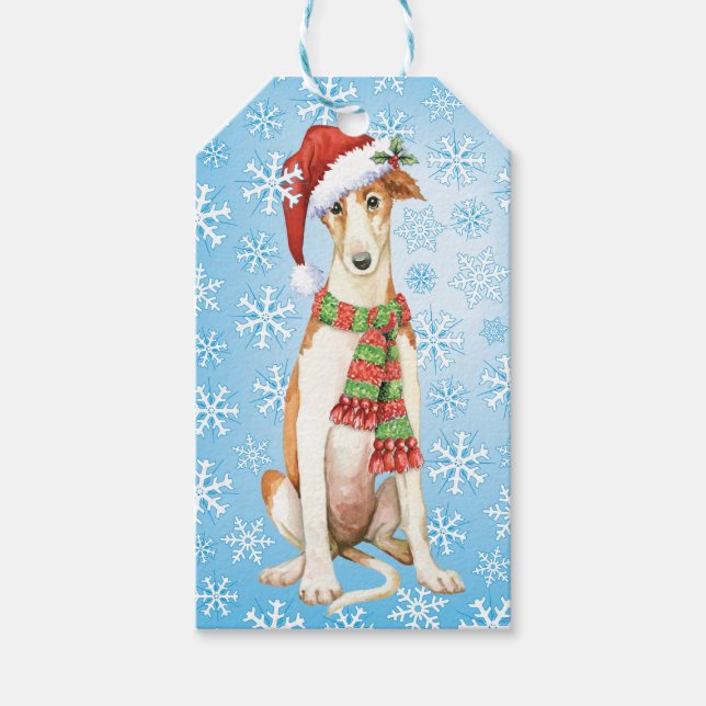 Étiquettes-cadeau Joyeux Howliday Borzoi (Devant)