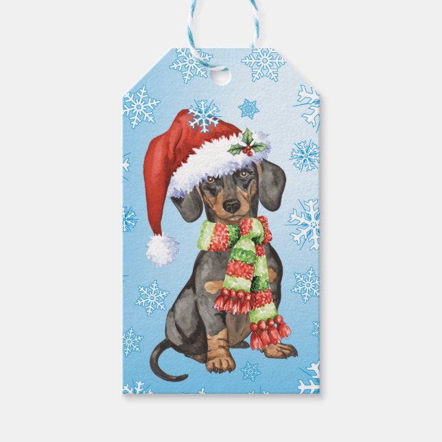 Étiquettes-cadeau Joyeux Howlidays Dachshund (Devant)