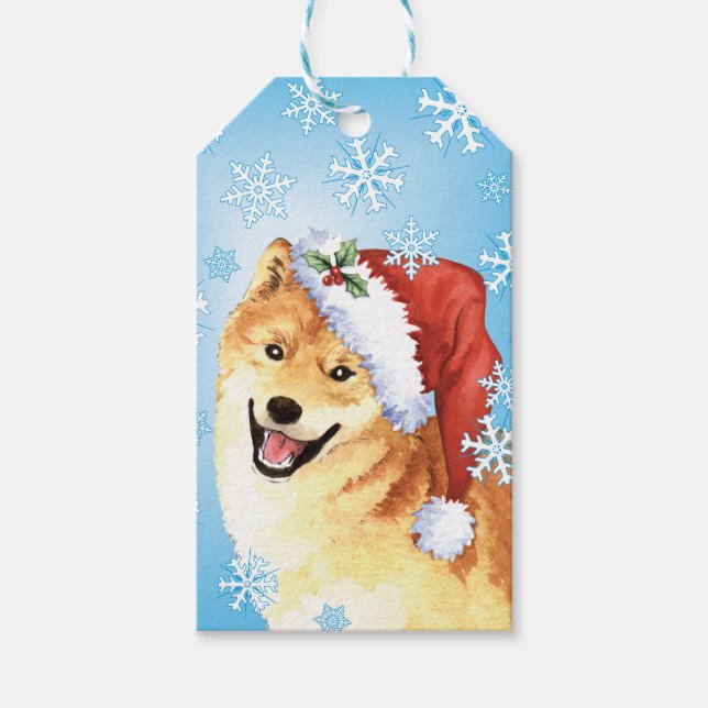 Étiquettes-cadeau Joyeux Howlidays Shiba Inu (Devant)