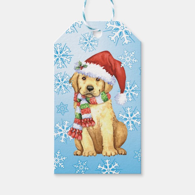 Étiquettes-cadeau Joyeux Howlidays Yellow Lab (Devant)