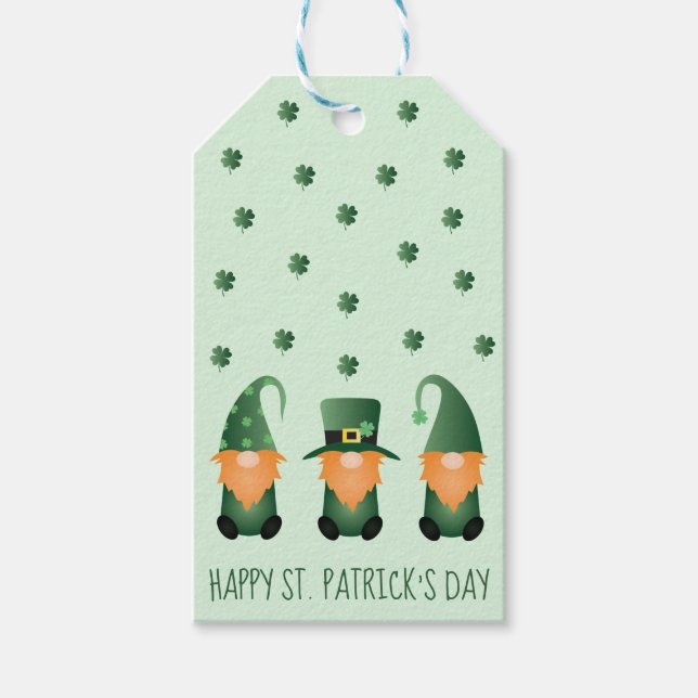 Étiquettes-cadeau Joyeux Jour de la Saint Patrick Gnome Motif (Devant)
