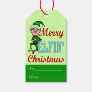 Étiquettes-cadeau Joyeux Joyeux Noël Elfin Bah Humbug