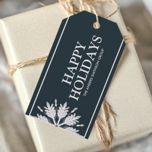 Étiquettes-cadeau Joyeux Joyeux Vacances Flocon de neige Business Bl