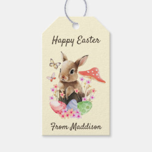 Étiquettes-cadeau Joyeux lapin Aquarelle Pâques Et Oeufs Pâques Cade