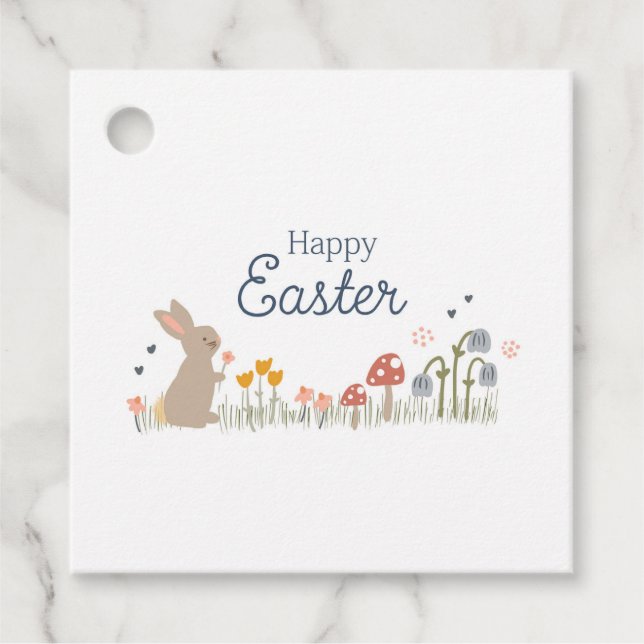 Étiquettes Cadeau Joyeux Lapin de Pâques Fleurs sauvages de jolies v (Devant)