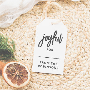 Étiquettes-cadeau Joyeux   Lettres modernes Noël personnalisé