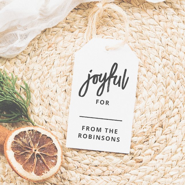 Étiquettes-cadeau Joyeux | Lettres modernes Noël personnalisé (Créateur téléchargé)
