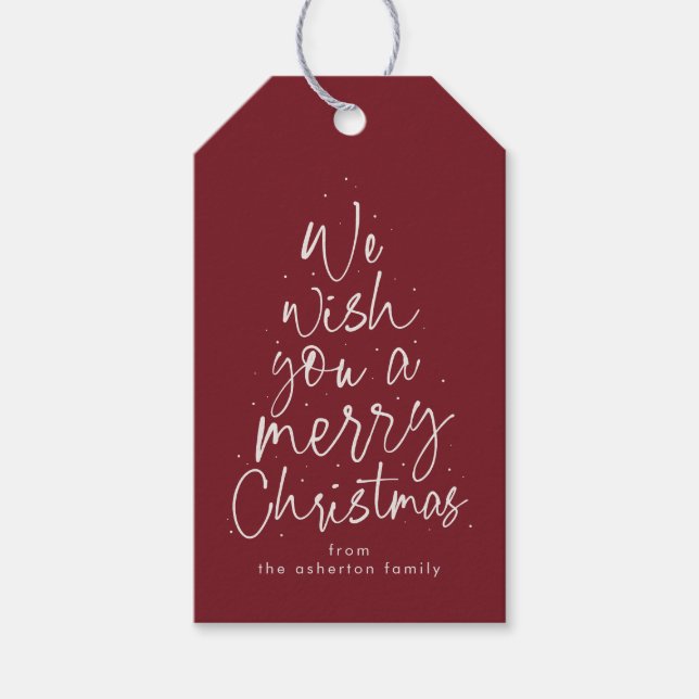 Étiquettes-cadeau Joyeux maroon de Noël houndstooth personnalisé (Devant)