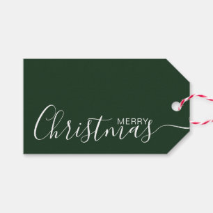 Étiquettes-cadeau Joyeux minimaliste blanc vert Noël