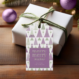 Étiquettes-cadeau Joyeux Motif de Noël vert violet #25 ID1009
