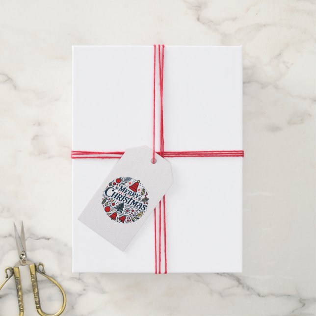 Étiquettes-cadeau Joyeux Noël 3 (Avec de la ficelle)