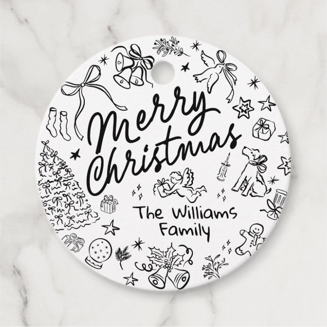 Étiquettes Cadeau Joyeux Noël à la main (Devant)