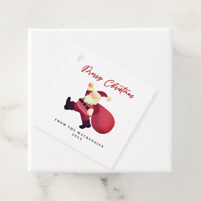 Étiquettes Cadeau Joyeux Noël adorable Père Noël    (En situation)
