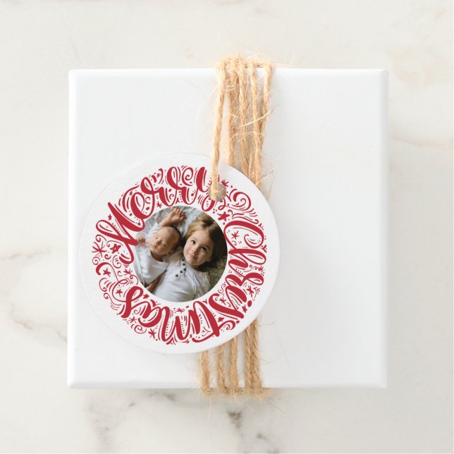 Étiquettes Cadeau Joyeux Noël | Ajouter votre photo (En situation)