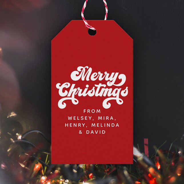 Étiquettes-cadeau Joyeux Noël amusant Simple Retro Typographie moder (Créateur téléchargé)