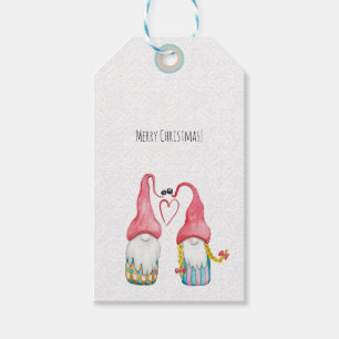 Étiquettes-cadeau Joyeux Noël aquarelle Gnome Illustration