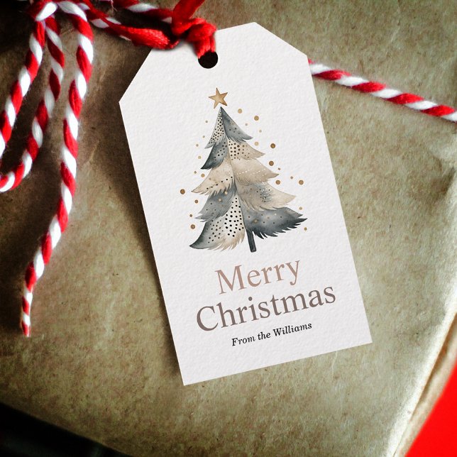 Étiquettes-cadeau Joyeux Noël Arbre de Noël (Add an extra touch of charm to your holiday gift-giving with this warm, festive gift tag!)