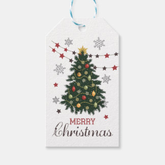 Étiquettes-cadeau Joyeux Noël - Arbre de Noël - Blanc