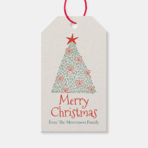 Étiquettes-cadeau Joyeux Noël Arbre de Noël Dessiné à la Main Fête M