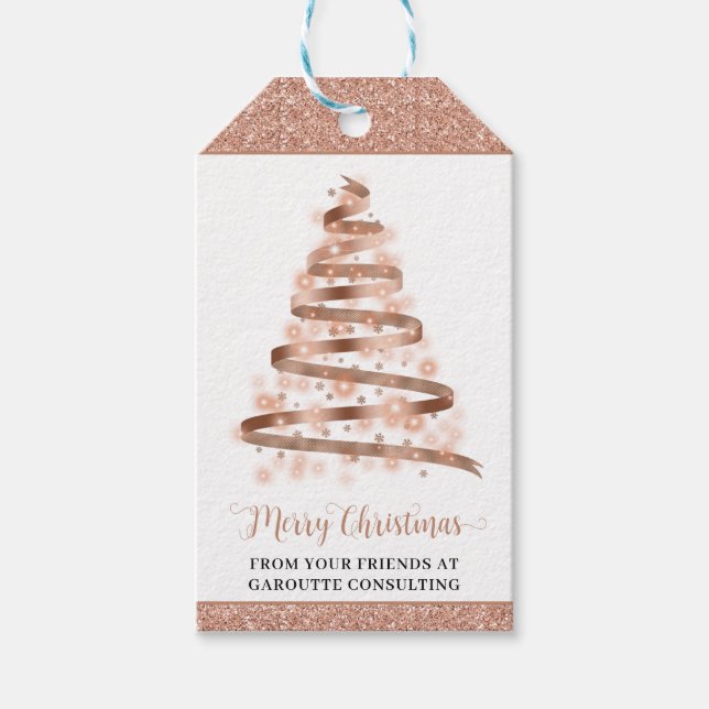 Étiquettes-cadeau Joyeux Noël Arbre Entreprise Vacances (Devant)