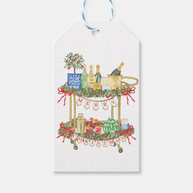 Étiquettes-cadeau Joyeux Noël Barre Panier Bows Grandmillennial (Devant)