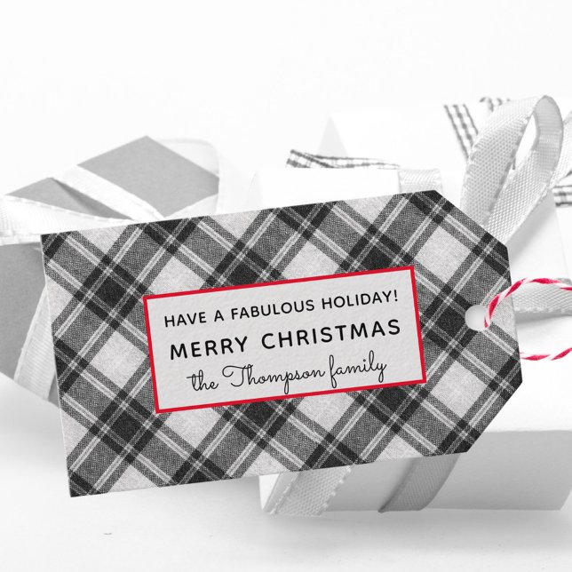 Étiquettes-cadeau Joyeux Noël blanc et noir 10 (Créateur téléchargé)