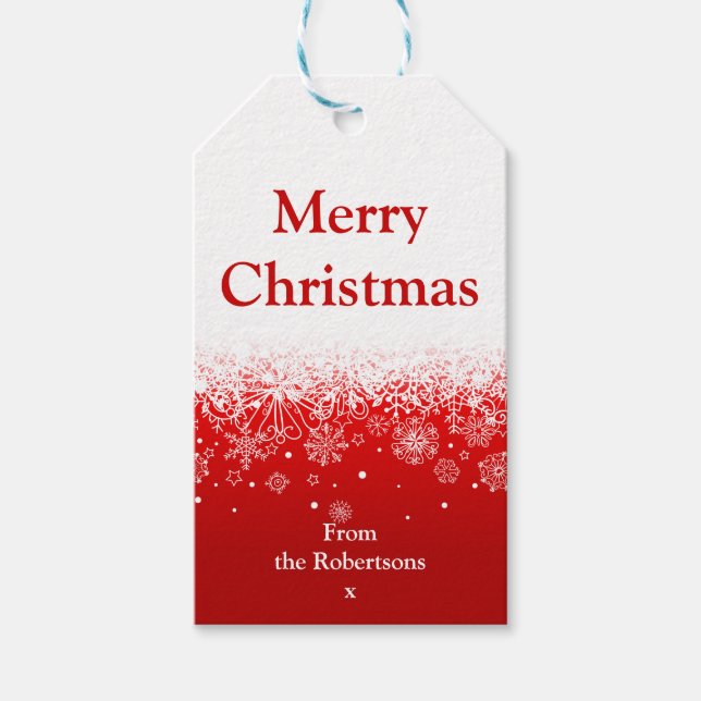 Étiquettes-cadeau Joyeux Noël blanc rouge moderne (Devant)