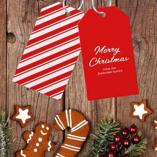 Étiquettes-cadeau Joyeux Noël blanc rouge Nom personnalisé