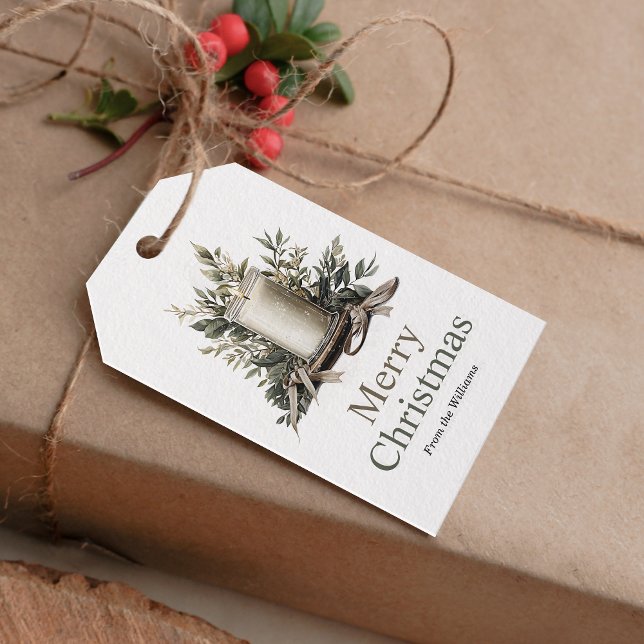 Étiquettes-cadeau Joyeux Noël Chandelle d'hiver (Add an extra touch of charm to your holiday gift-giving with this warm, festive gift tag!)